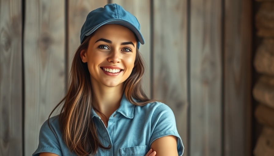 Woman smiling on July 15 2025, rustic background.