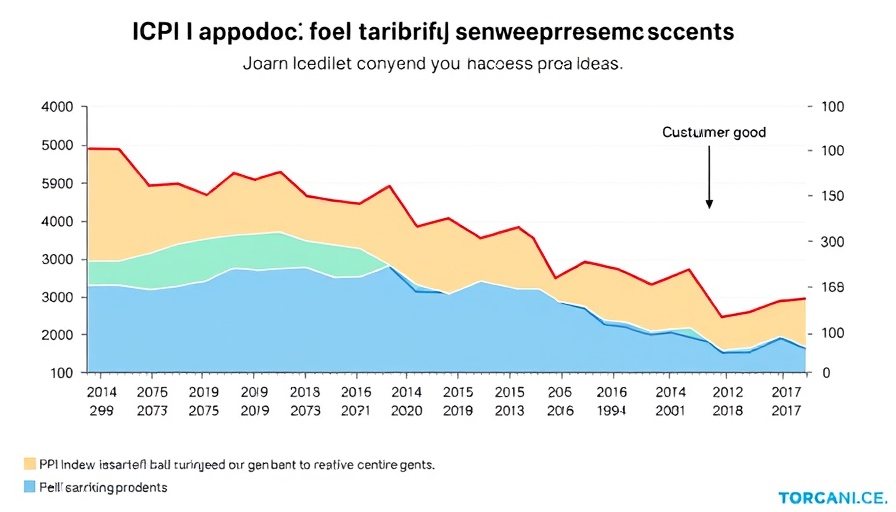 Graph illustrating the impact of tariffs on inflation for consumer goods from 2023 to 2025.