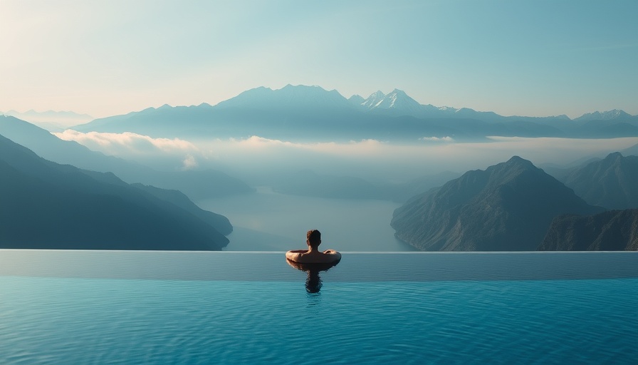 Dreamy infinity pool overlooking serene mountain landscape