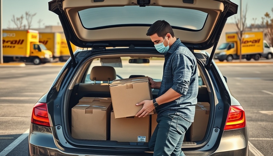 Person organizing groceries in car trunk, search for public restrooms in Philadelphia.