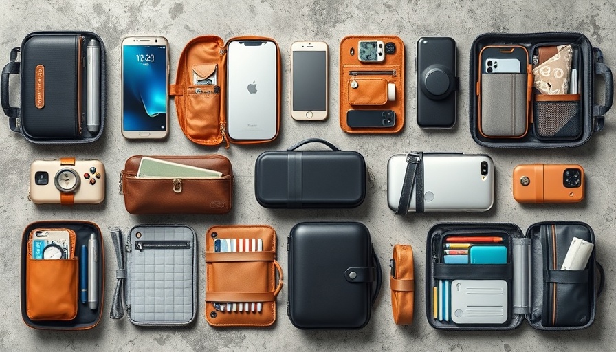 Best travel tech organizers displayed in a stylish collage.