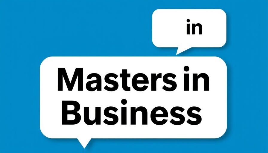 Masters in Business graphic design on blue background, Erik Hirsch Investment Insights.