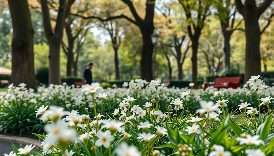 Philadelphia SEPTA cuts protest not visible; focus on tranquil garden with flowers.