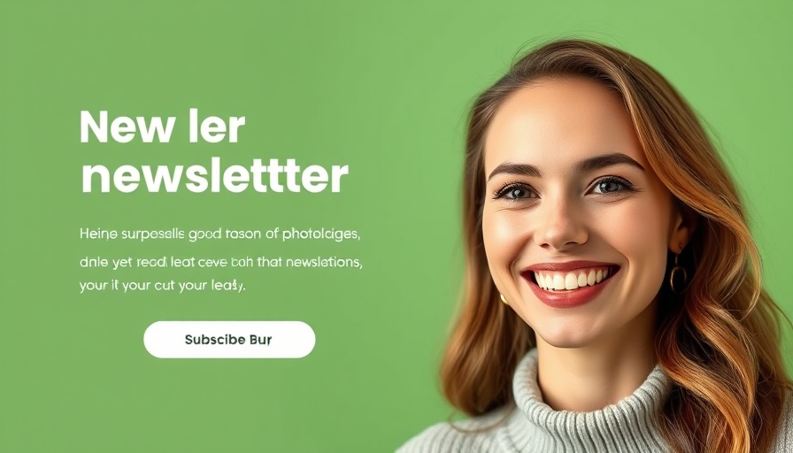 Newsletter advertisement with smiling woman and subscribe button.