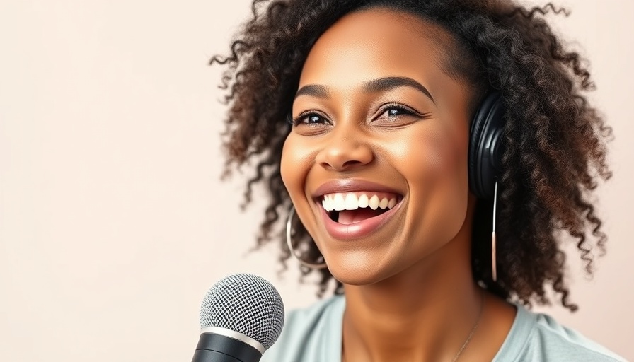 Cheerful woman promoting podcast episode on trusting God.