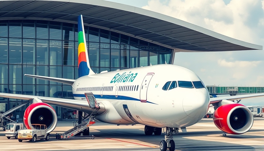Boliviana Aviación aircraft at airport terminal with modern architecture.