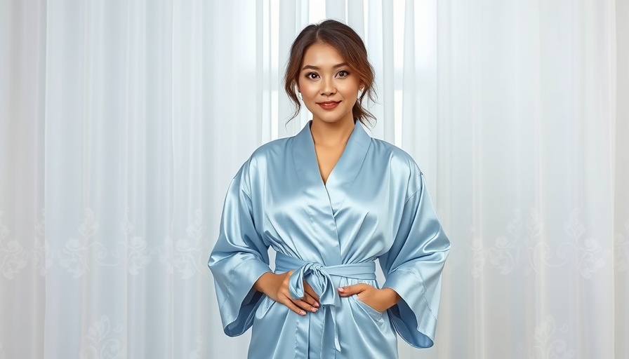 Elegant woman in silk robe posing confidently, luxurious setting.