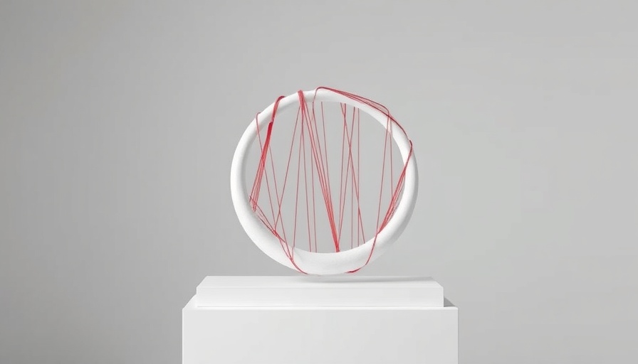 Barbara Hepworth Sculpture fundraising piece with red strings.
