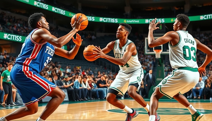 Kyle Lowry impact on Sixers during a game against Celtics, showcasing basketball action.