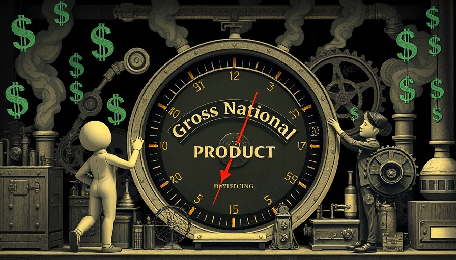 Illustration of economic growth and industrial machines.