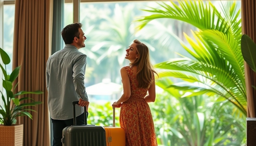 Couple admiring view in tropical resort, Amex Platinum vs. Chase Sapphire Reserve