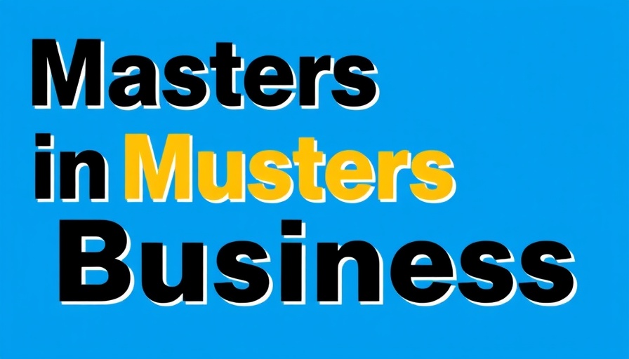 Graphic of Masters in Business with blue background.