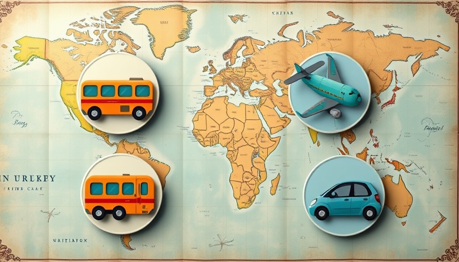 Transportation icons on map background