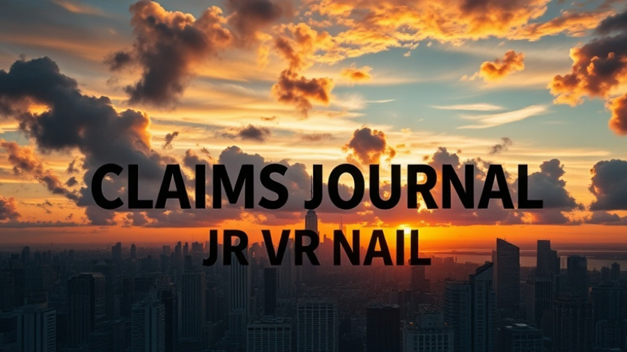 City skyline with 'Claims Journal' overlay, insurance claim process.