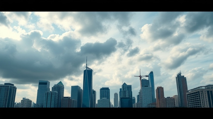 Modern cityscape with Claims Journal logo overlay.