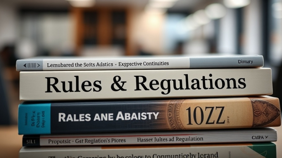 Close-up of books with focus on Rules & Regulations