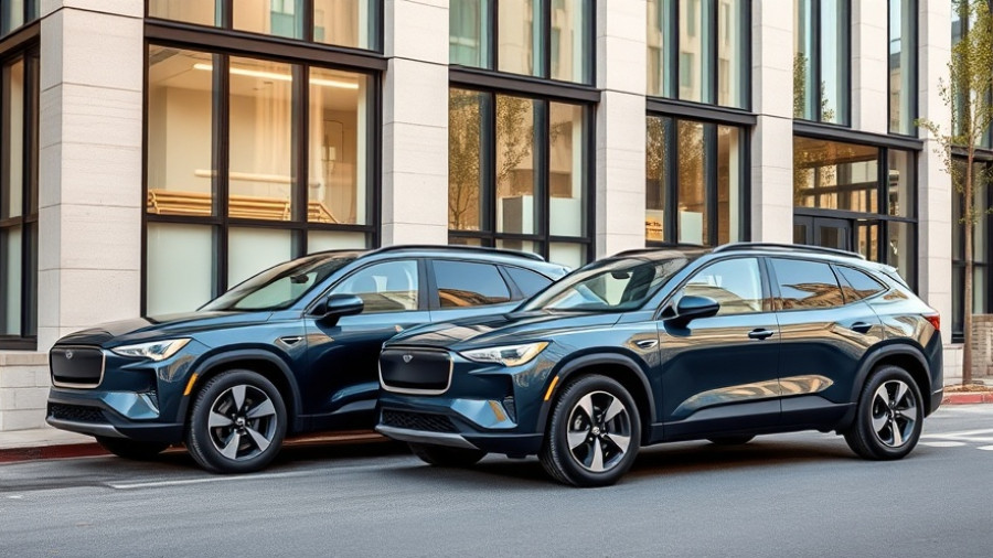 Rivian SUVs parked outside office, Rivian $250 Million Settlement.