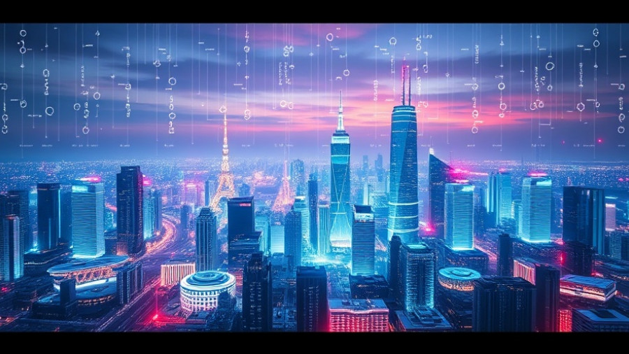 MGA incubator concept with futuristic city and digital elements.