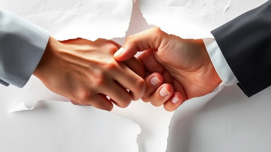 Property insurance coverage concept with split handshake.