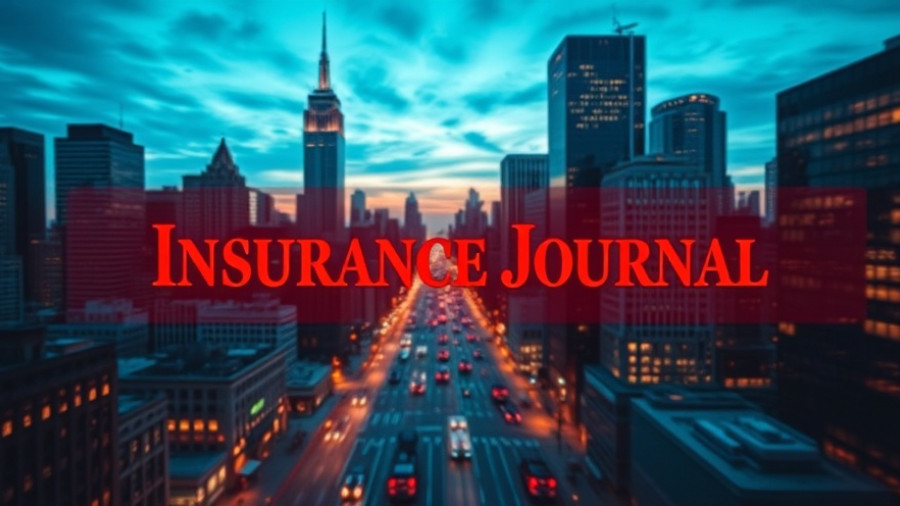 Dusk cityscape with vibrant lights and Insurance Journal logo.