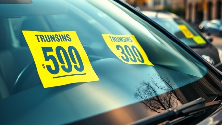 Cars with price tags reflecting financial decisions in context of car insurance payout issues.