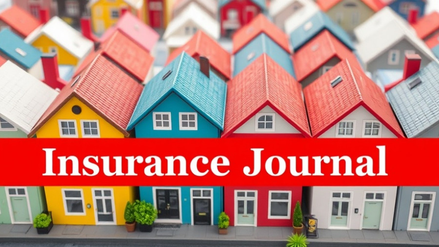 Colorful miniature houses with 'Insurance Journal' banner for Oklahoma Insurance Department Fire Classifications.