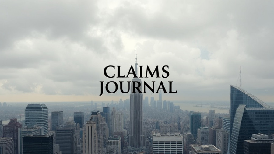 City skyline with Claims Journal overlay related to insurance claim process.