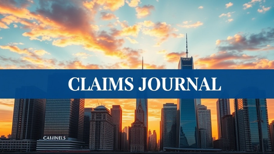 OpenAI Trademark Dispute coverage by Claims Journal over city skyline.