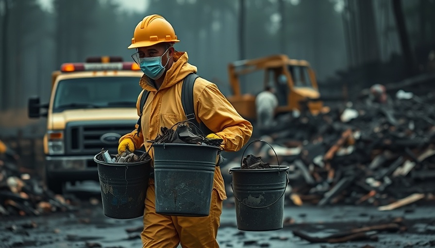 Worker clearing debris as part of the insurance claim process cleanup.