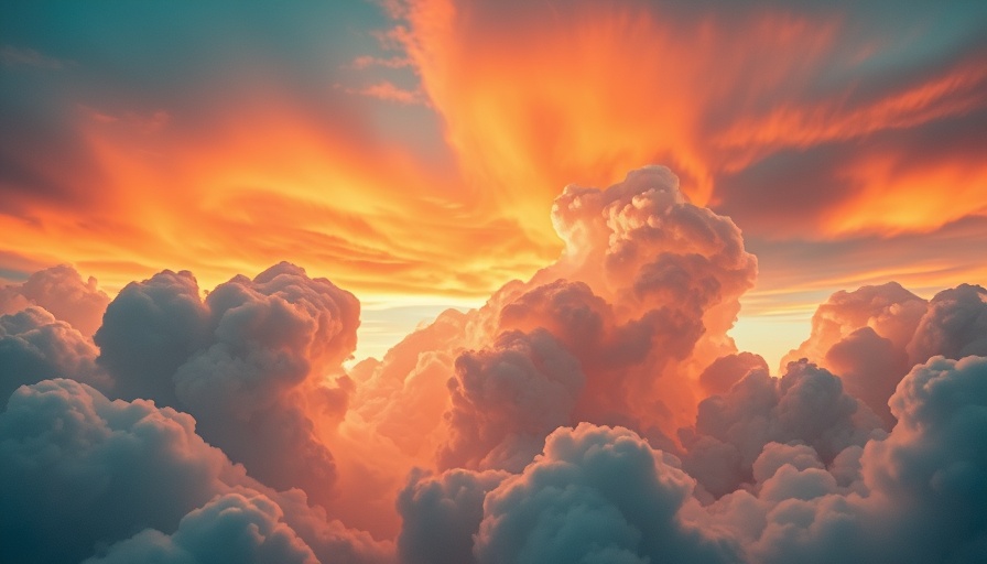 Ethereal sky with digital elements depicting a disaster tracker.
