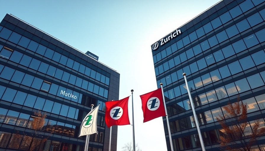 Zurich logo on office building representing insurance claim process.