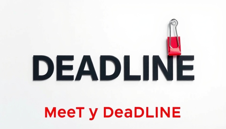 Deadline reminder message with bold typography and paperclip for urgency.