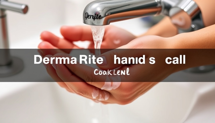 Recall of DermaRite hand soap highlighted with washing hands image.