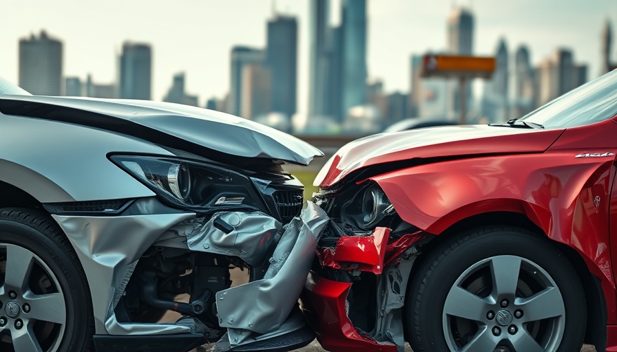 Damaged cars after crash, urban scene, how to file an injury claim