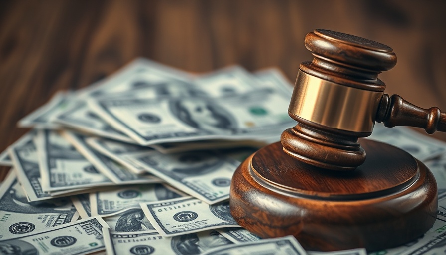 Wooden gavel on US dollar bills representing insurance claim disputes