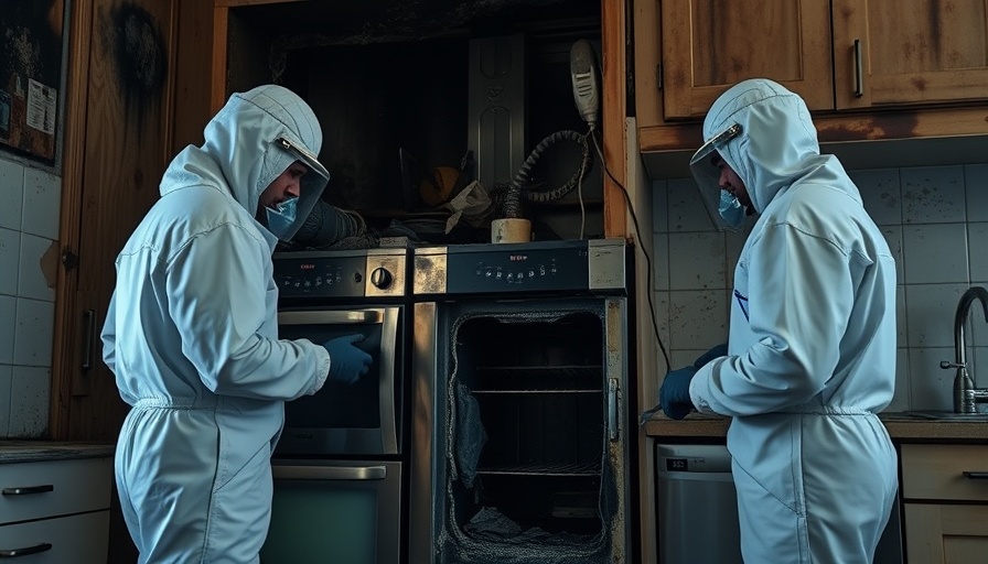 Industrial hygienists testing kitchen after fire loss, importance highlighted.