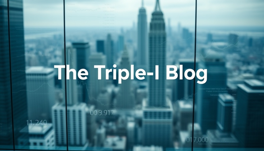 Financial graphs and 'The Triple-I Blog' text on glass.