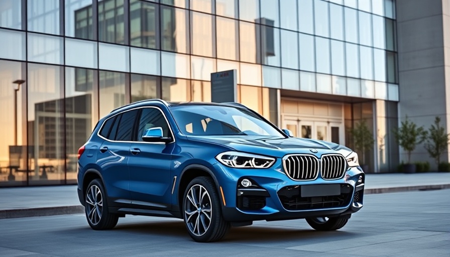 Sleek blue BMW iX3 showcasing design changes in urban setting.