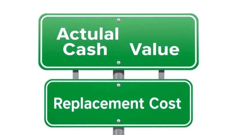 Road sign highlighting actual cash value insurance claims options.