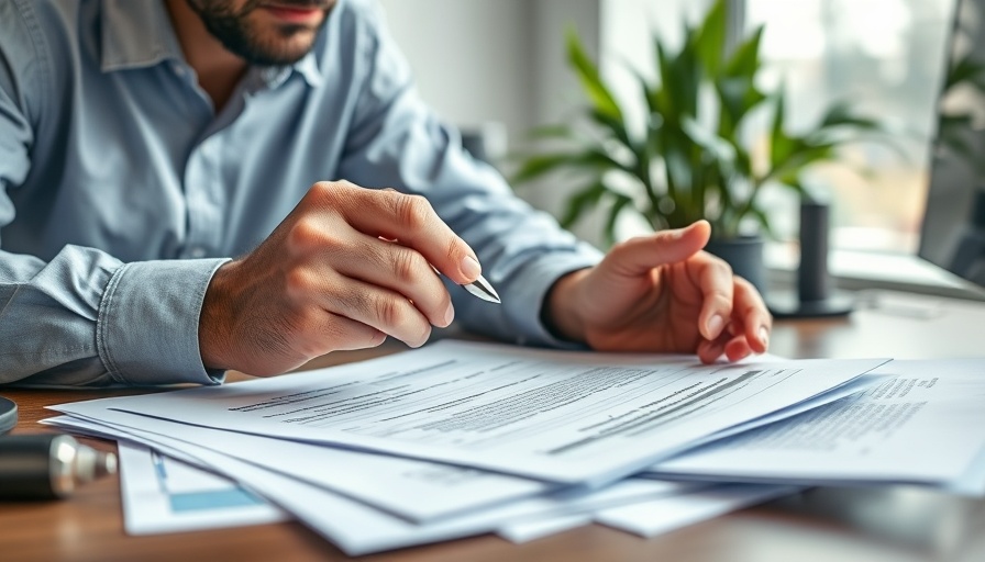 Person reviewing insurance documents on a desk.