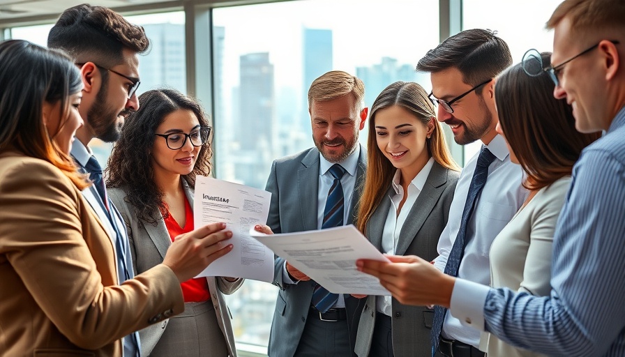 Professionals discussing the insurance claim process in an office.
