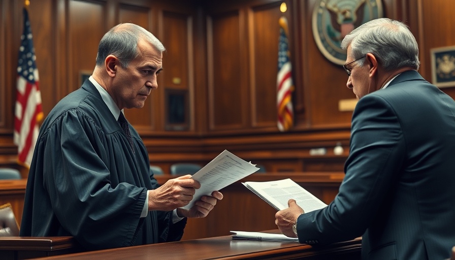 Judge and lawyer in courtroom discussion, highlighting insurance company tactics