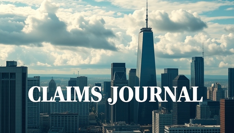 Claims Journal overlay on city skyline for insurance claims.