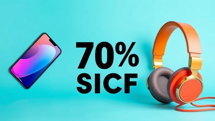 Smartphone and headphones ad, smart storage and organization theme.