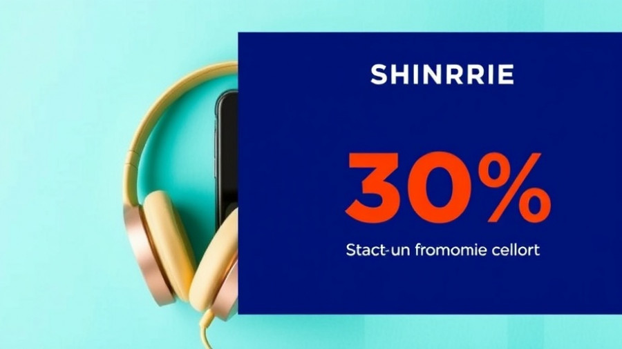 Promotional banner for Amazon discounts with smartphone and headphones