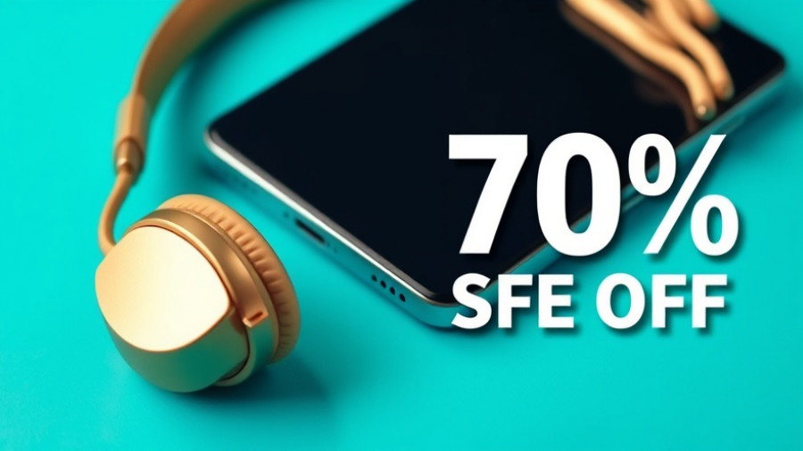 Ad banner for Amazon discount on electronics featuring a smartphone and headphones.