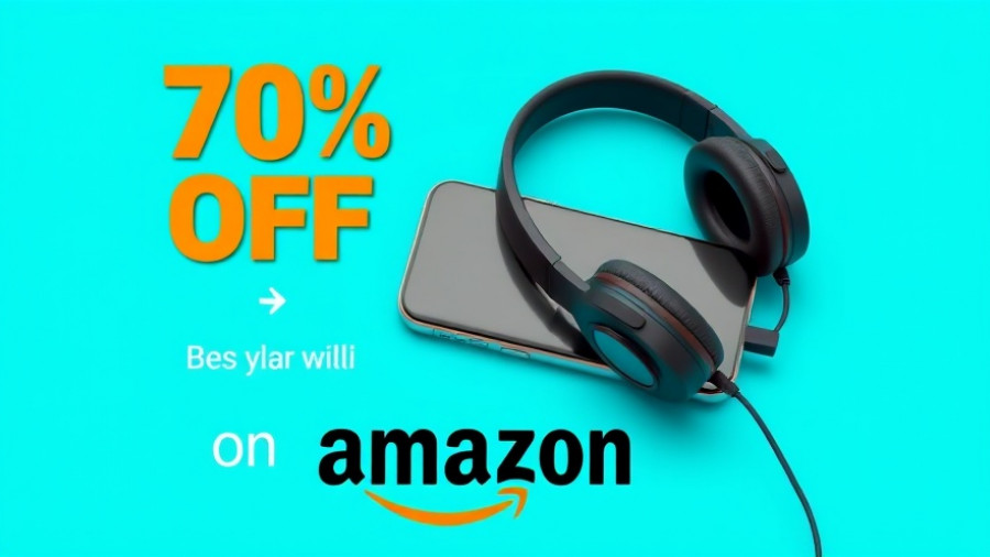 Promotional banner smartphone headphones Amazon discount.