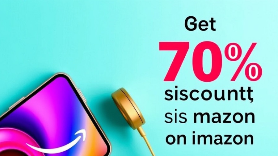 Promotional banner with discount offer featuring a smartphone and headphones.