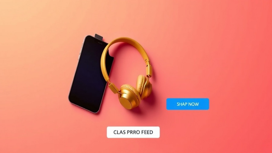 Advertisement featuring smartphone and headphones with 70% discount offer
