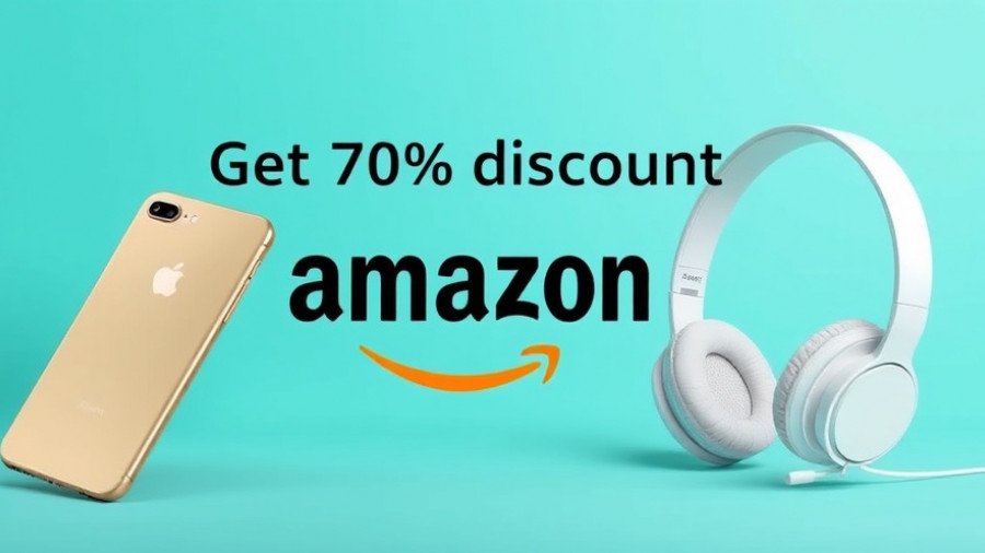 Minimalistic ad banner with phone and headphones on turquoise background.